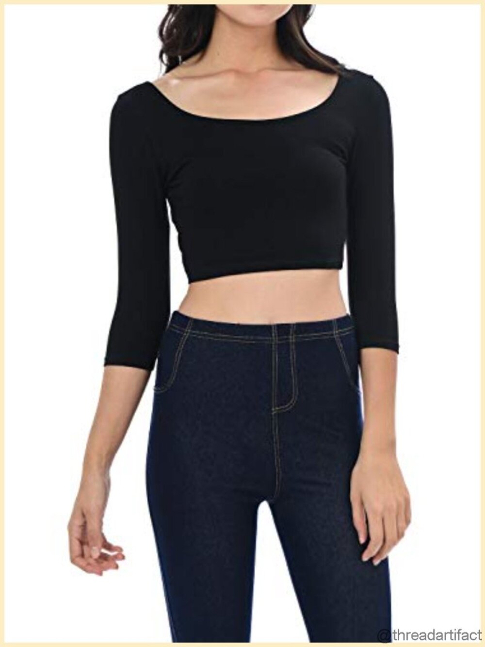 Auliné Collection Womens Scoop Neck Crop Top 95% Cotton Spandex